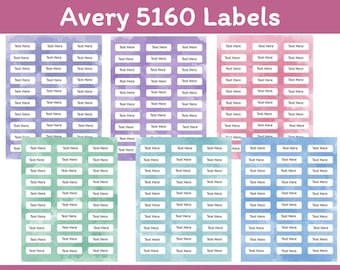 Editable Watercolor Avery 5160 Template, Printable Address Labels,  PDF and PowerPoint included