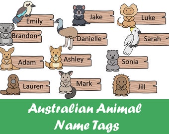 Editable Australian Animal Name Tags