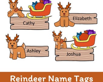 Editable Reindeer Name Tags: Printable Classroom Bulletin Board Decor