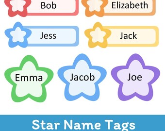 Star Name Tags Editable | Classroom Decor | Desk Plates | Printable Student Labels | Cubby Tags |