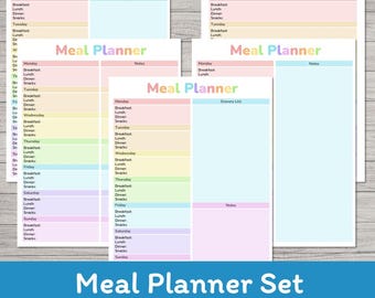Editable Weekly Meal Planner Set | Printable Grocery List & Notes Pages | PowerPoint Template | PDF Download