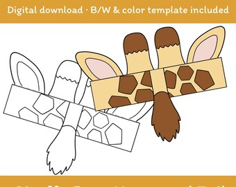 Giraffe Ears Paper Crown Party Coloring Printable Kids Craft Safari ...