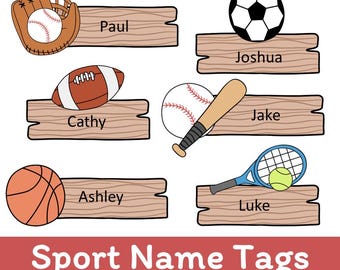 Editable Sport Name Tags: Printable Classroom Labels (Digital Product)