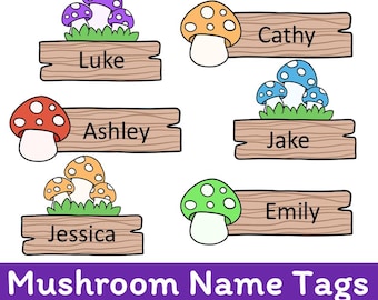 Editable Mushroom Name Tags: Printable Classroom Decor (PDF & PowerPoint File Included)