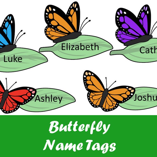 Editable Butterfly Name Tags