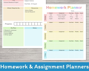 Editable Assignment & Homework Planner | Student Project Tracker and Organizer | Reflection Worksheet | PowerPoint PDF
