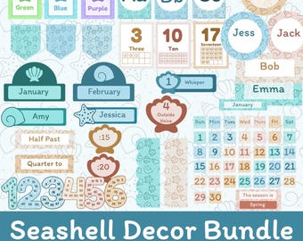 Beach Seashell Classroom Decor Bundle