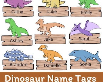 Dinosaur Name Tags: Editable Classroom Decor (Digital Download, PPTX & PDF Files Included)