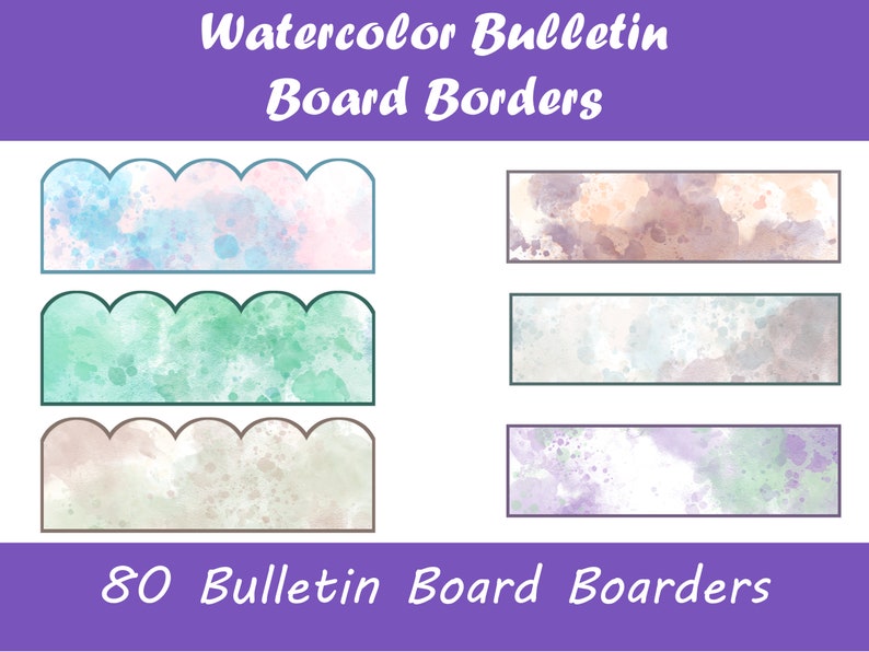 Watercolor Bulletin Board Border - 12 Pack Classroom Decor