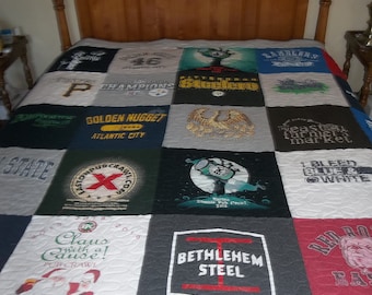 Custom Memory T-shirt Quilt - Made With Your Keepsake T-shirts (deposit only) Choose Your Size, Quality Craftsmanship