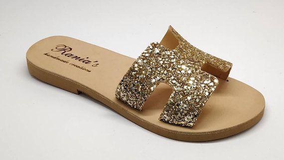 hermes glitter sandals