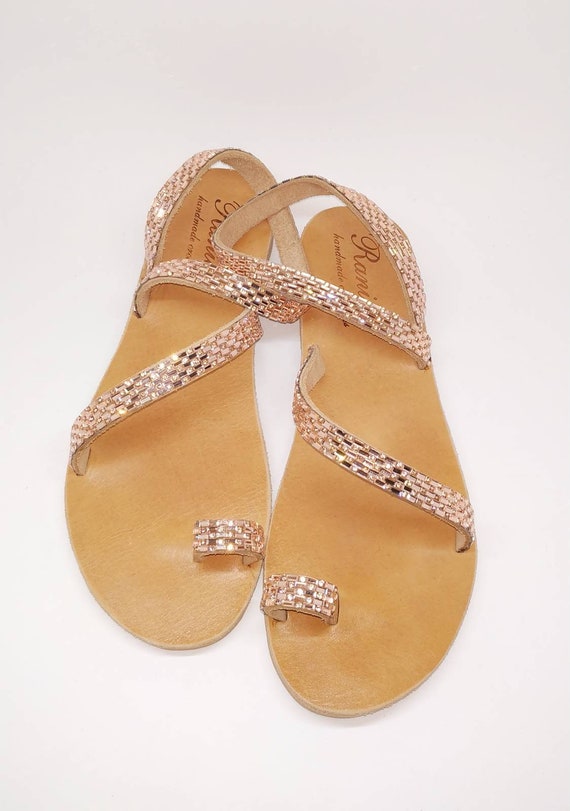 rose gold flip flop sandals