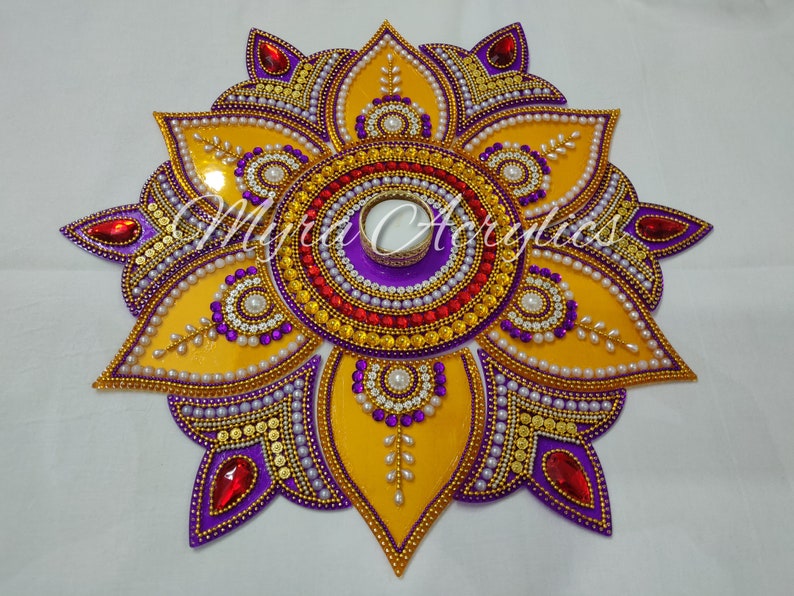 Acrylic Rangoli Kundan Rangoli Home Decor Tabletop Etsy