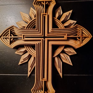 Wooden Cross 3D Bare Wood