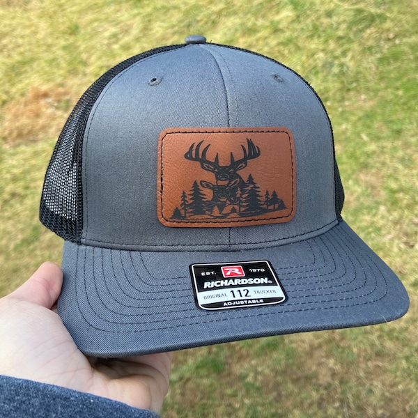 Deer Hunting Leather Patch hat