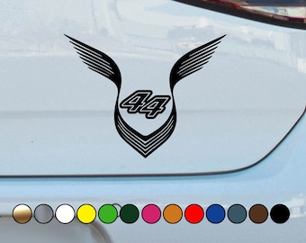 Racing driver Lewis #44 Wings fan version logo  - Vinyl Decal Sticker - Multiple sizes and colors available!