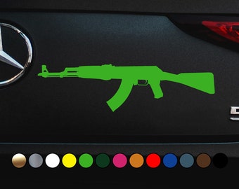 Rifle táctico militar Ak-47 Kalashnikov - Armas de fuego - Calcomanía de vinilo con corte perfecto en color - ¡Varios tamaños y colores disponibles!