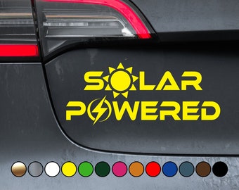 ECO Solar Powered Green Energy Sun logo sticker - Perfect Cut Color Vinyl Decal Sticker - Multiple sizes and colors available!