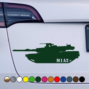 Military M1A2 ABRAMS Tank logo sticker - Perfect Cut Color Decal Vinyl Decal Sticker - Multiple sizes and colors available!