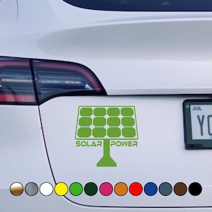 ECO Solar Power Green Energy Sun logo sticker - Perfect Cut Color Decal Vinyl Decal Sticker - Multiple sizes and colors available!