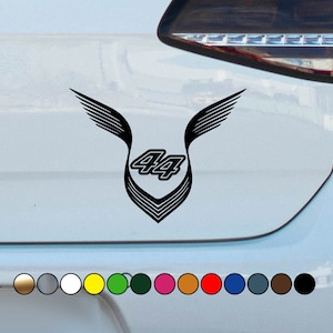 Racing driver Lewis #44 Wings fan version logo  - Vinyl Decal Sticker - Multiple sizes and colors available!