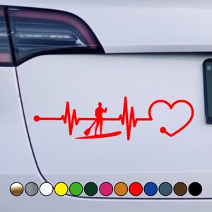 Sports I Love Stand Up Paddleboard SUP Heartbeat Heart logo - Perfect Cut Color Vinyl Decal Sticker - Multiple sizes and colors available!