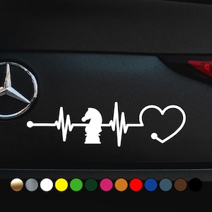 Chess I Love Chess Knight Heartbeat Heart Logo van hoge kwaliteit - perfect gesneden kleur vinyl sticker sticker - meerdere maten en kleuren beschikbaar!