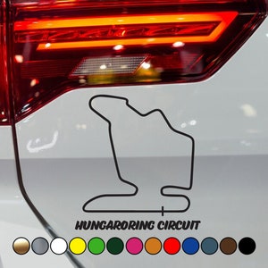 Diseño de pista de carreras del circuito de Hungaroring - Adhesivo de vinilo - ¡Varios tamaños y colores disponibles!