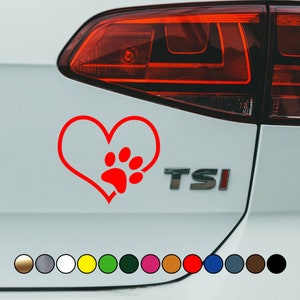 ペット「I Love my Pet Dog Cat Heart Paw」高品質ステッカー - パーフェクトカットカラーデカールビニールステッカー - 複数のサイズと色をご用意！