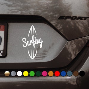 SURFING Surfing Surfboard sticker - Perfect Cut Color Decal Vinyl Decal Sticker - Multiple sizes and colors available!