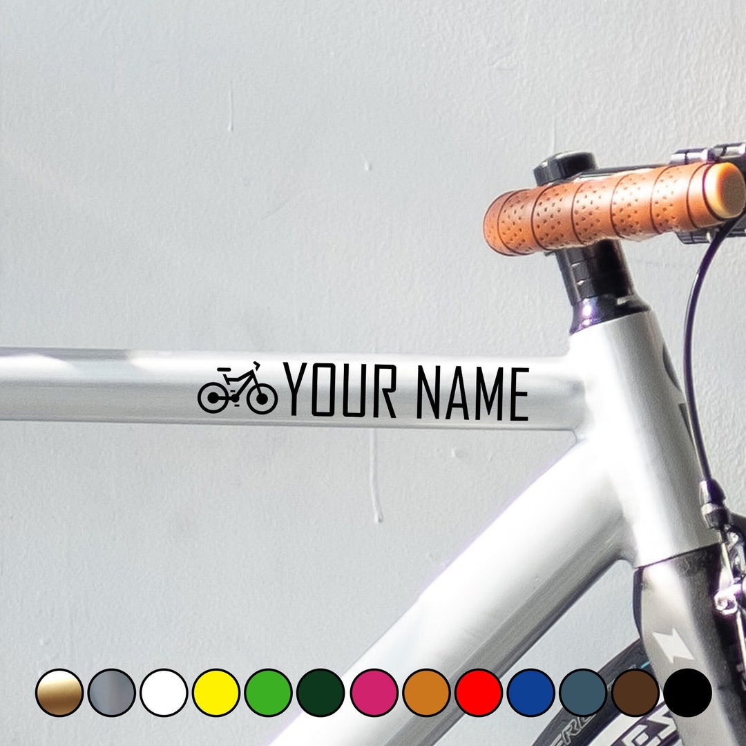 Bike Personalized Name Tags Cycling Laptop iPad Perfect Cut Color Decal
