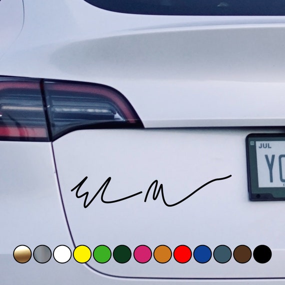 Tesla Model S 3 X Y Elon Musk Signature Sticker Perfect Cut Color