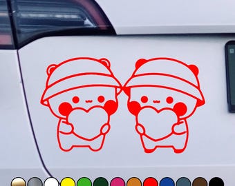 Bubu Dudu with Heart Sticker – Cute & Adorable Embrace - Love - Couple Goals - Vinyl Decal Sticker - Multiple sizes and colors available!