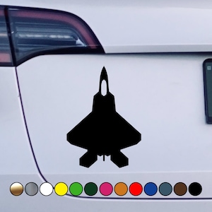 Military F-22 Raptor fighter jet top view logo sticker - Perfect Cut Color Decal Vinyl Sticker - Multiple sizes and colors available!