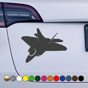 Military F-22 Raptor fighter jet 3d view logo sticker - Perfect Cut Color Decal Vinyl Sticker - Multiple sizes and colors available!