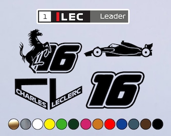 Set of 5 Racing Driver Charles number 16 Stickers  - Perfect Cut Color Decal Vinyl Sticker - Multiple sizes and colors available!