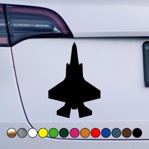 Military F-35 Lightning II fighter jet top view logo sticker - Perfect Cut Color Decal Vinyl Sticker - Multiple sizes and colors available!