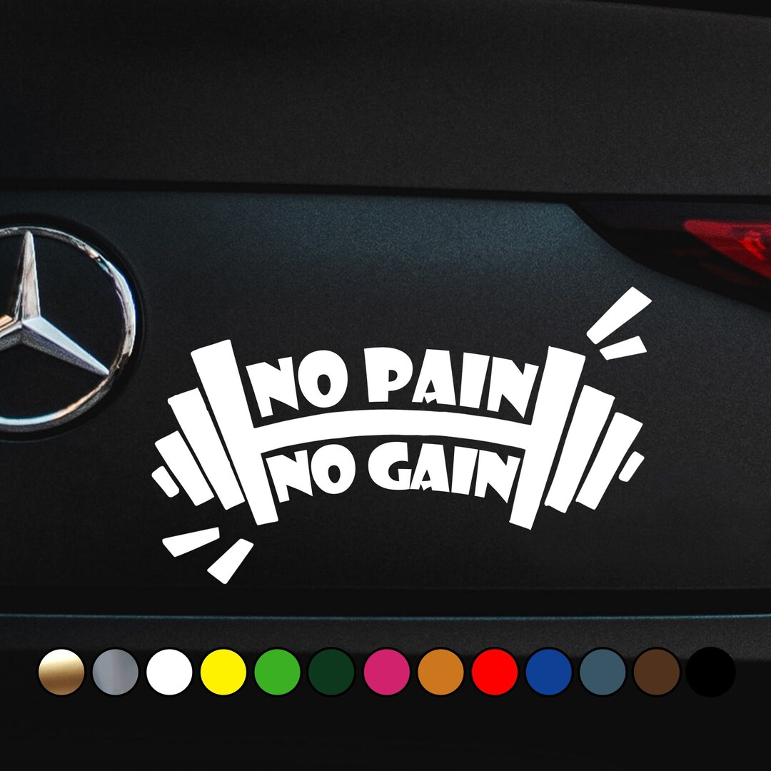 Sports No Pain No Gain Gym Bar Workout Barbells Logo - Perfect Cut ...