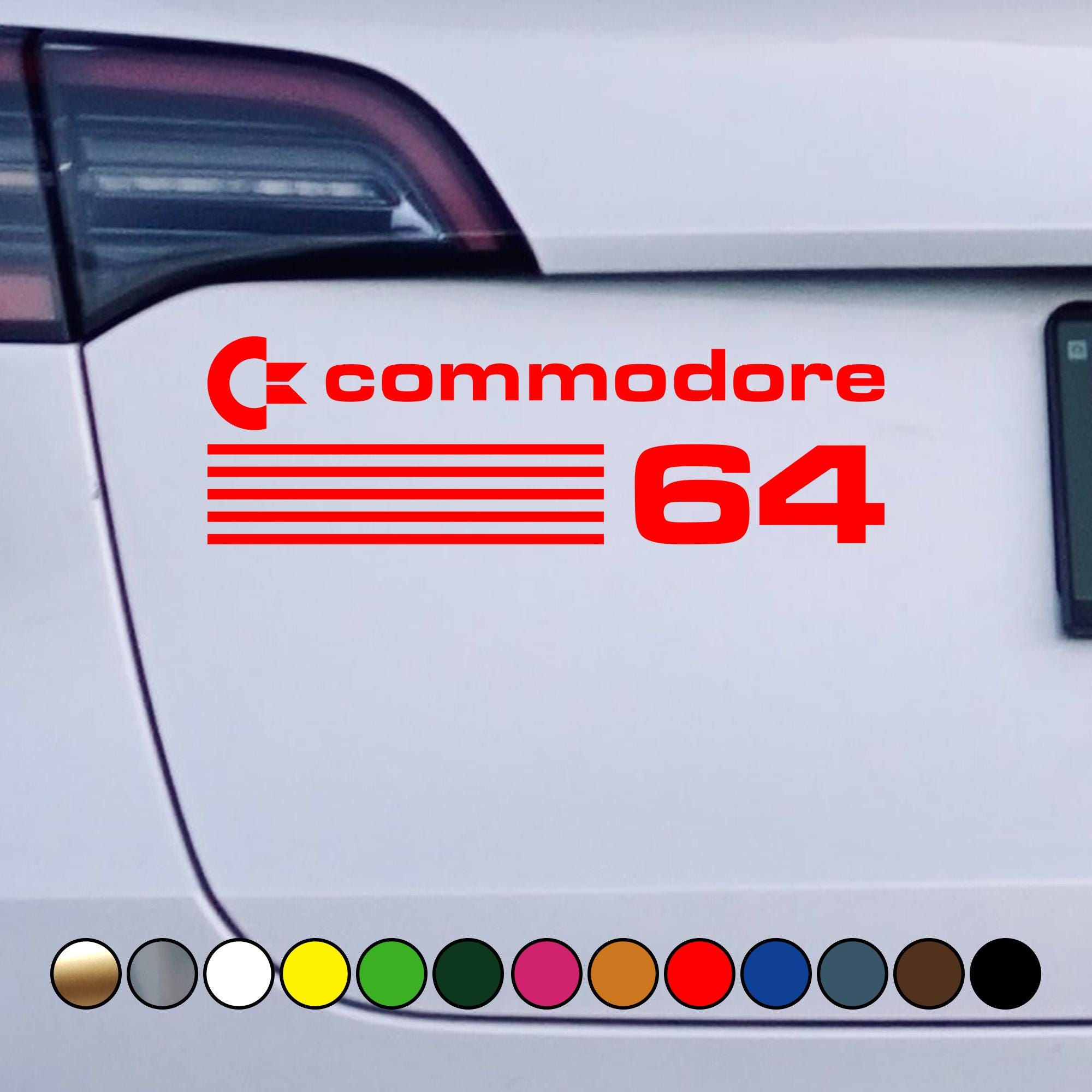 C64 Sticker RETRO GAMING Commodore C64 Text With Lines Logo Sticker - Perfect Cut ...