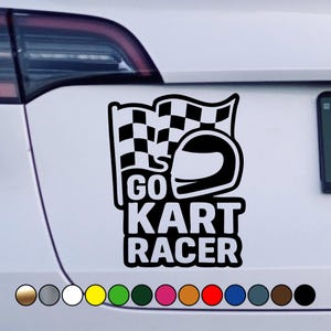 レーシング ゴーカート レーサー - カート - チェッカーフラッグ - ゴーカート - 1 人乗り - ビニール デカール ステッカー - 複数のサイズと色をご用意!