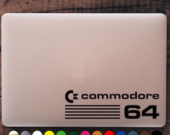 Pegatina con el logo de Commodore C64 con texto y líneas para juegos retro - Vinilo adhesivo de corte perfecto a color - ¡Disponible en varios tamaños y colores!