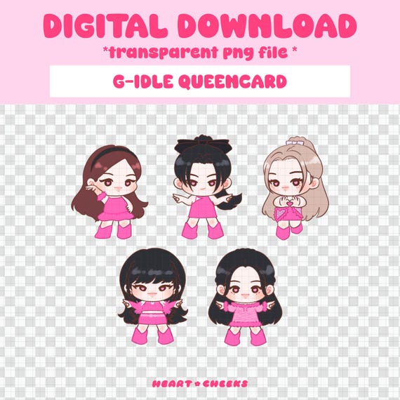 G-idle Queencard Digital Sticker: Kpop Idol Group Printable Decal