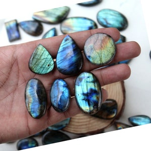Cabochon de labradorite naturelle, cabochon de forme mixte, lot de pierres précieuses en vrac, lot de cabochon de labradorite multicolore.