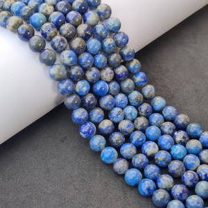Perles de lapis-lazuli bleu mat, perles rondes en vrac avec pierres précieuses de catégorie A, perles de lapis-lazuli naturel, taille 6 mm 8 mm 10 mm.