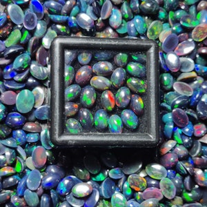 Pacote com 20 peças, caixa com ajuste de joias calibrado Ultimate, tamanho natural, opala etíope preta, cabochão, lote de atacado.