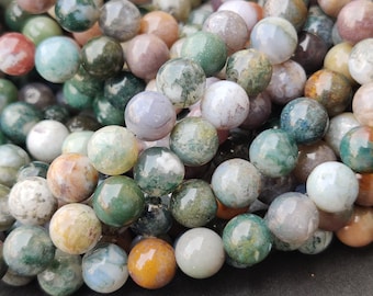 AAA Indian Agate Beads: Natural Round Gemstone Strand (6MM 8MM 10MM)