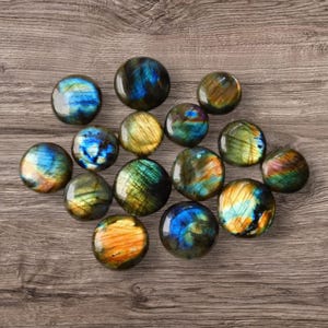 Labradorite ronde, cabochon de labradorite, labra rond, cabochon rond multicolore, pierre précieuse en vrac pour pendentif de bijoux, fabrication de pierre à polir.
