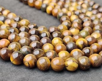 Golden Tiger Eye Round Beads: Natural Gemstone Jewelry Making (6mm 8mm 10mm)