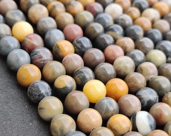 Multicolor Ocean Jasper Beads: 6-10mm Round Gemstone Strand