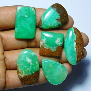 Chrysoprase Cabochon Gemstone Lot: Natural Double Color Healing Stones